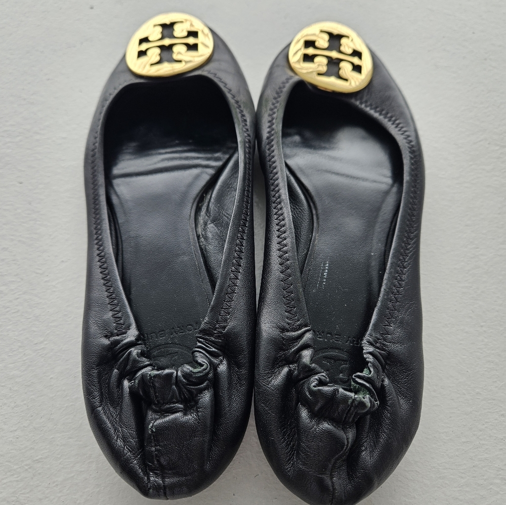 TORY BIRCH Black Leather Ballet Flat Size 8! - Picture 2 of 5